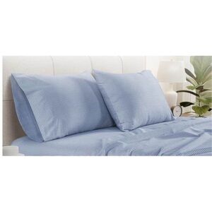 💙 New Izod 💯 % COTTON SATEEN Blue Gingham Queen Pillowcase Set